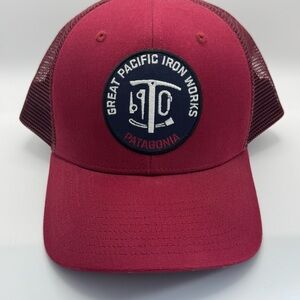 Patagonia Great Pacific Iron Works Trucker Hat Maroon Mesh Snapback One Size